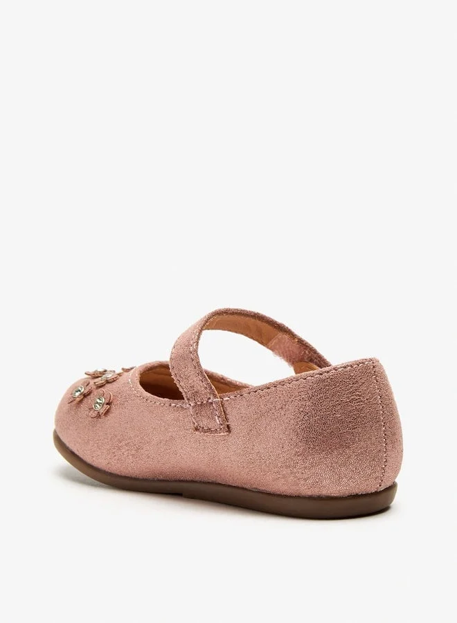 فلورا بيلا من شو إكسبرس حذاء ماري جين للبنات مزين بالزهور مع إغلاق بشريط لاصق