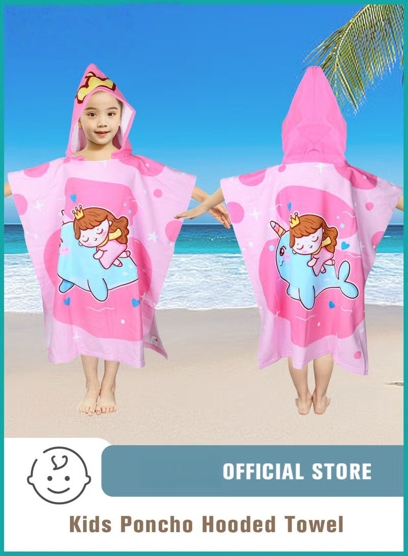 HOOKOR Kids Poncho Hooded Towel, Quick Dry Toddler Bath Towels, Beach Swimming Towels, Ultra Soft and Absorbent Children Bathrobe with Hood for Boys Girls Baby - Image 1