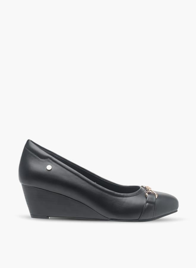 Celeste Womens Metal Accent Slip-On Ballerina Shoes With Wedge Heels - Image 3