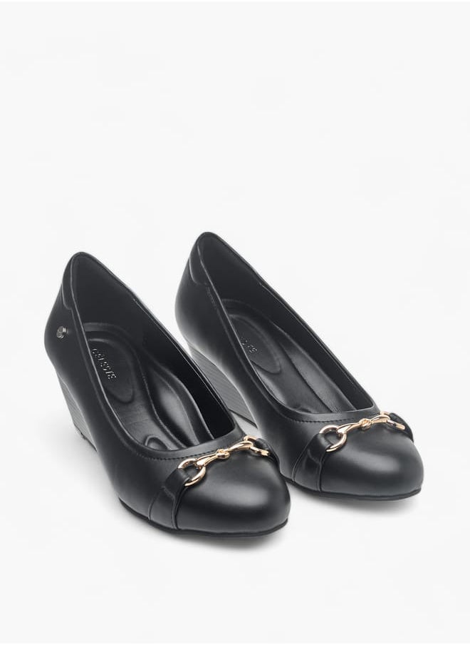 Celeste Womens Metal Accent Slip-On Ballerina Shoes With Wedge Heels  - Image 2