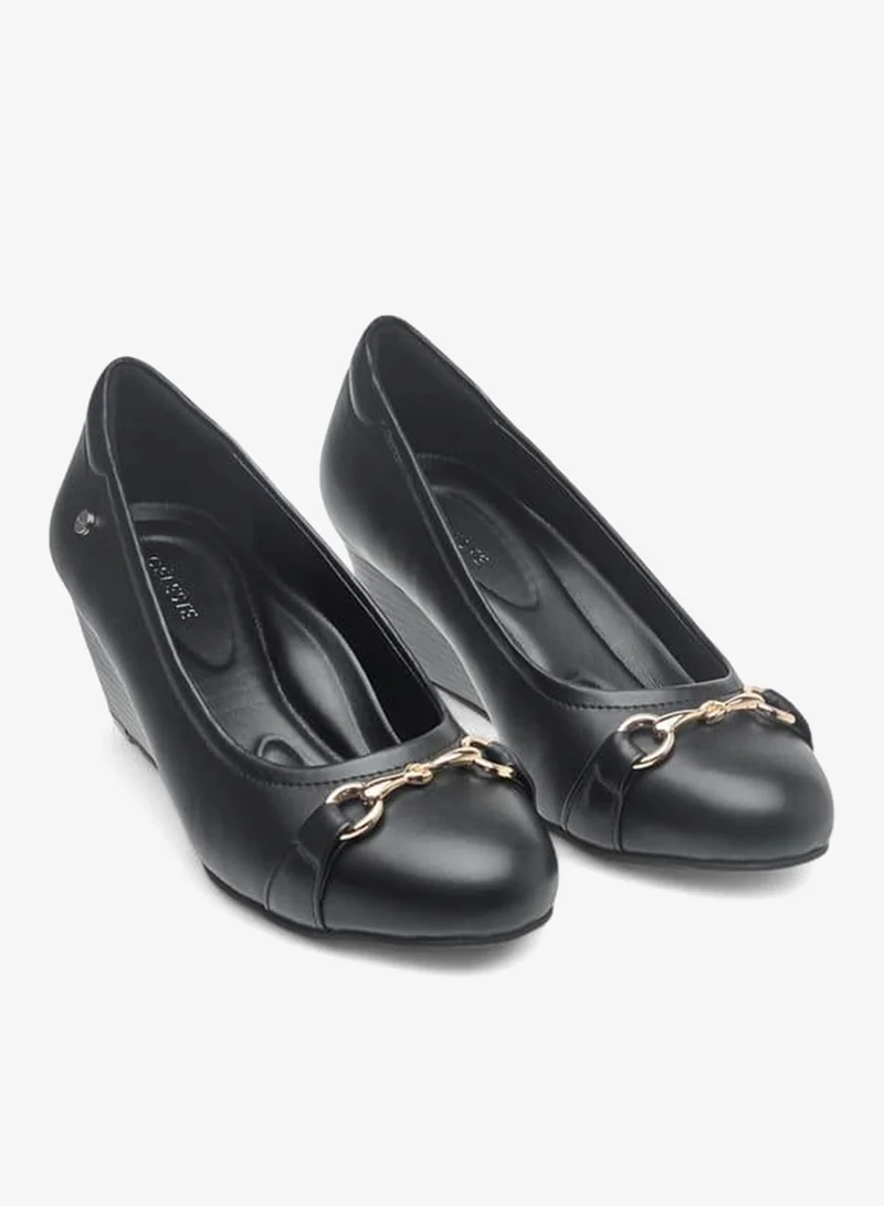 Celeste Womens Metal Accent Slip-On Ballerina Shoes With Wedge Heels