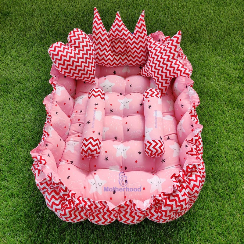 MOTHERHOOD MOTHERHOOD Rectangle Baby Tub Bed with 5 pc Baby Pillow and 1 Large Baby Blanket Luxury UltraSoft Comfortable Baby Mattress Bed Sleeper Bedding Set coSleeper for Newborn to Toddlers Z Pink S - Image 4