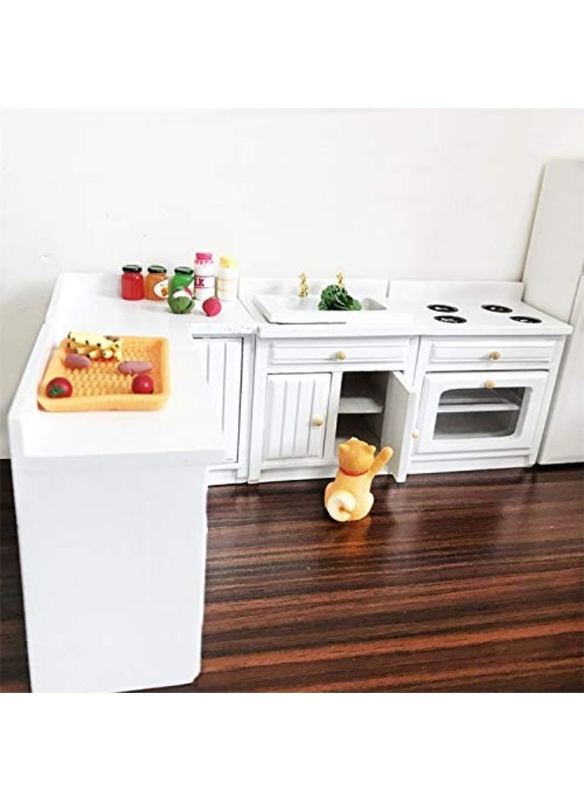 SXFSE - Dollhouse Decoration Accessories,1:12 Dollhouse Miniature Furniture Wooden Kitchen Cabinet Set Freely Combined (White) - Image 1