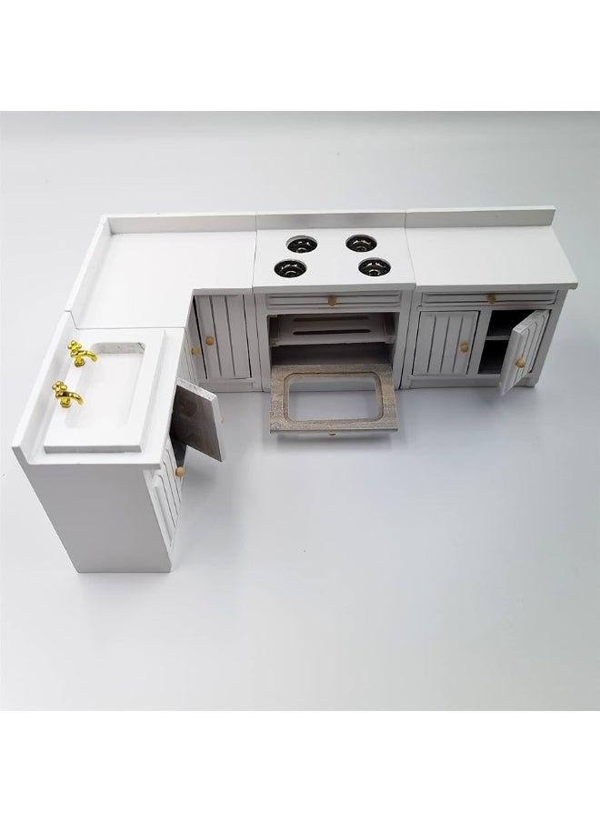 SXFSE - Dollhouse Decoration Accessories,1:12 Dollhouse Miniature Furniture Wooden Kitchen Cabinet Set Freely Combined (White) - Image 1
