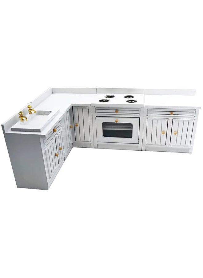 SXFSE - Dollhouse Decoration Accessories,1:12 Dollhouse Miniature Furniture Wooden Kitchen Cabinet Set Freely Combined (White) - Image 1