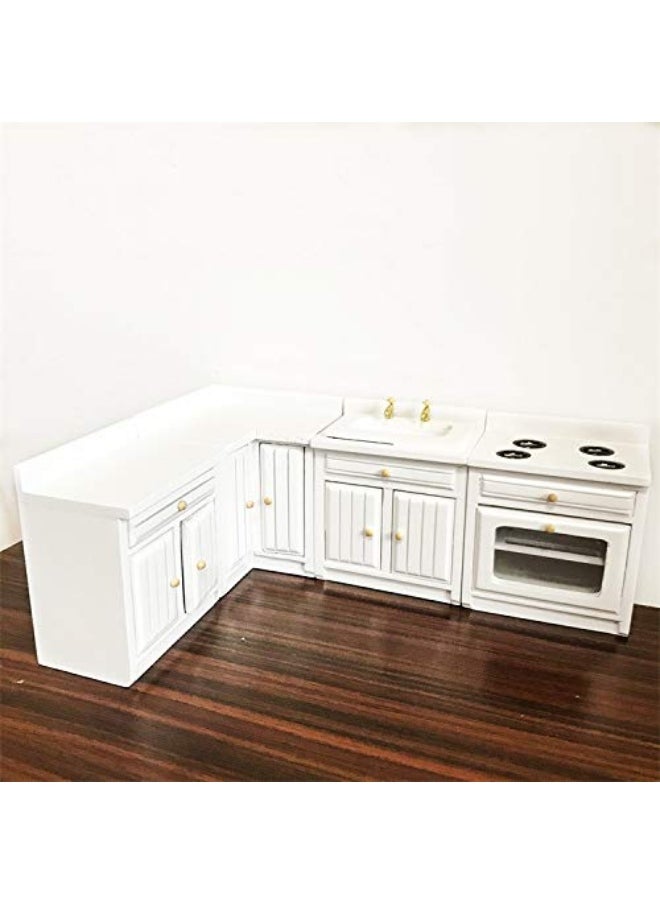 SXFSE - Dollhouse Decoration Accessories,1:12 Dollhouse Miniature Furniture Wooden Kitchen Cabinet Set Freely Combined (White) - Image 1