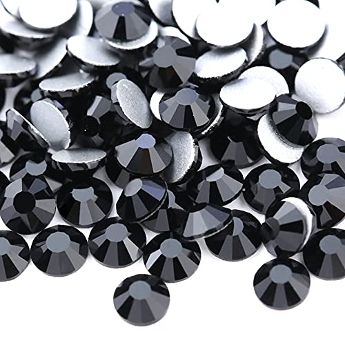 Towenm Glass Flatback Rhinestones 65mm SS30 Flat Back Crystals Rhinestone for Craft Clothes Nail Face Art Non Hotfix Round Flatback Crystals Loose Gemstone Jet Black 65mm SS30 - Image 2
