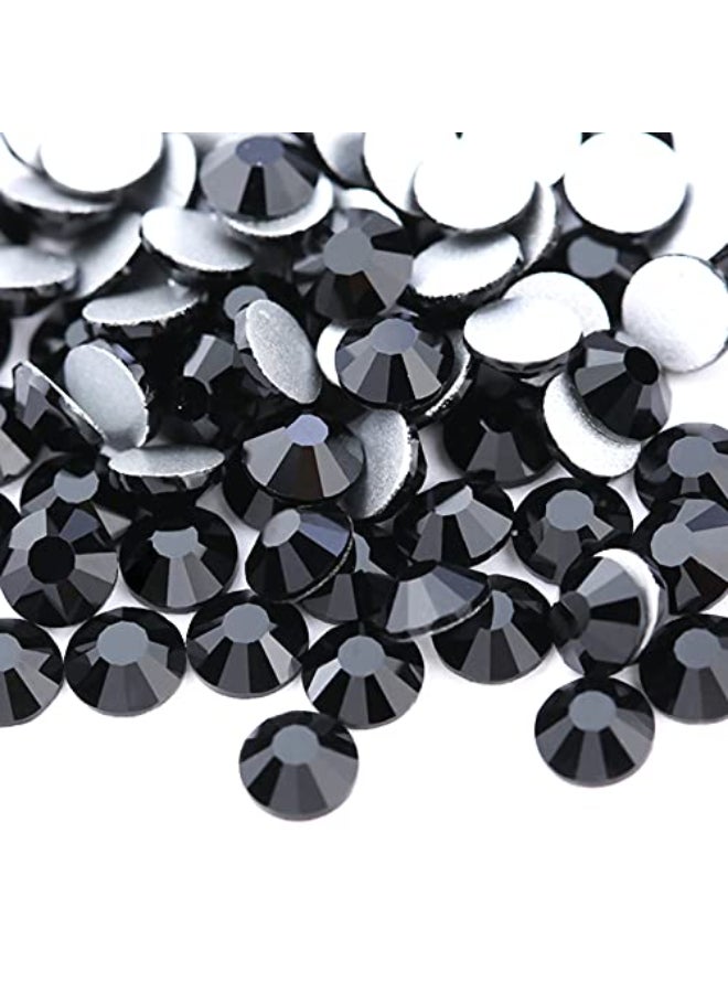 Towenm Glass Flatback Rhinestones 65mm SS30 Flat Back Crystals Rhinestone for Craft Clothes Nail Face Art Non Hotfix Round Flatback Crystals Loose Gemstone Jet Black 65mm SS30 - Image 1