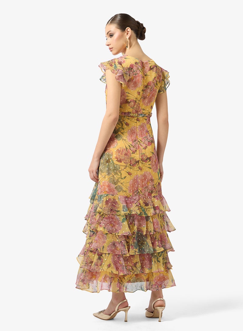 Anaya With Love Ruffle Hem V Neck Midi Dress - Image 2