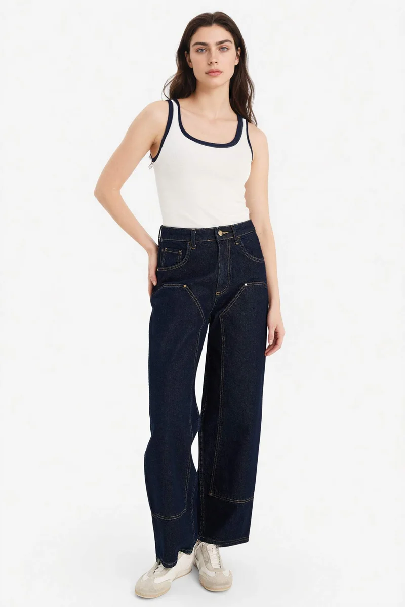 ديفاكتو Slim Fit Ribana U Collar Tank Top