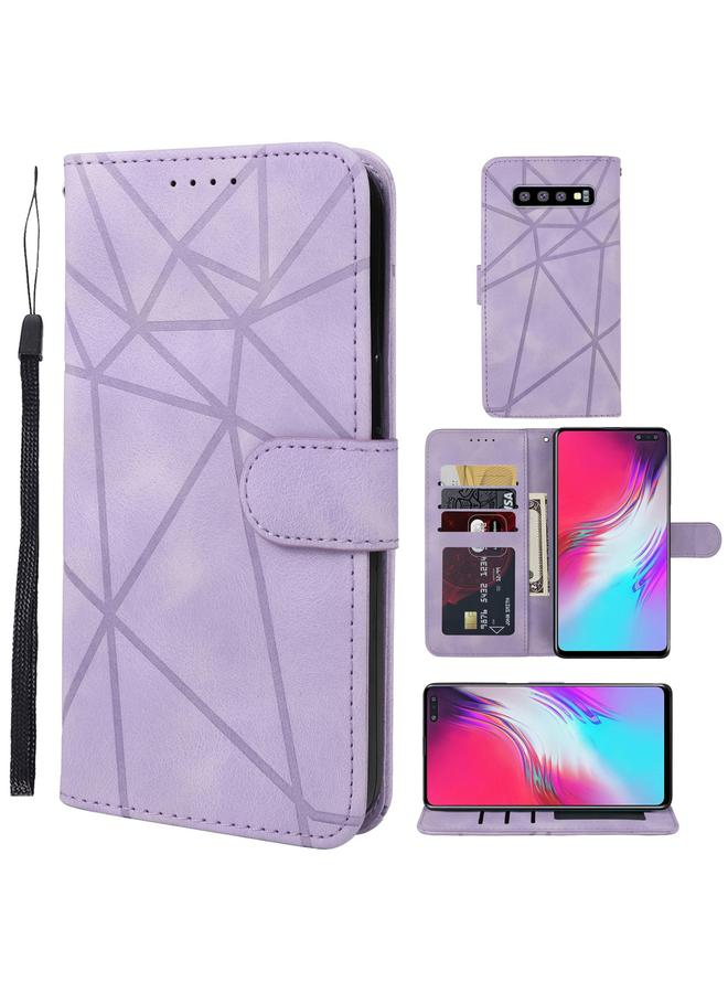 اس-توب جراب هاتف جلدي بتصميم خطوط هندسية لهاتف Samsung Galaxy S10 5G - Image 1