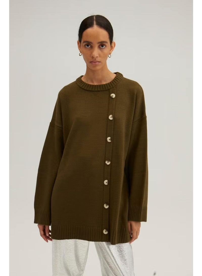 Touche Button Detailed Knitted Sweater - Image 3