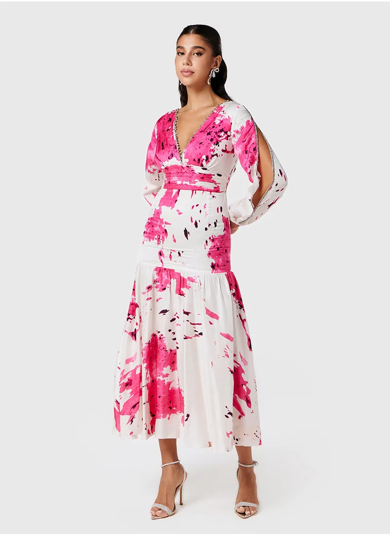 Threadz by Ajooni Pleated Waist Embellished Dress