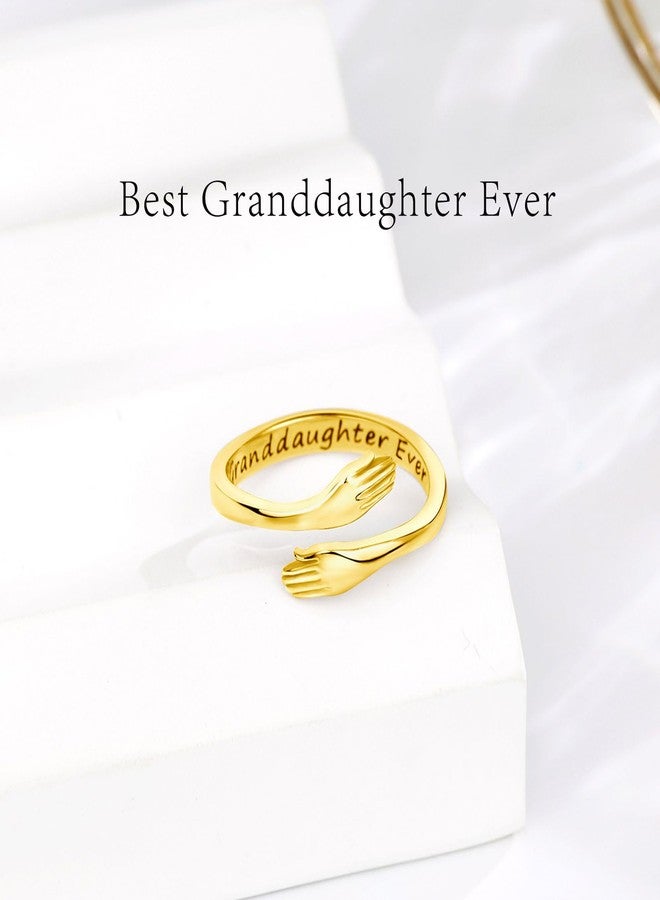 INFUSEU Hug Ring for Granddaughter Gifts from Grandma Gold Jewelry Happy Birthday Great Hope Ring Best Granddaughter Ever - Image 2
