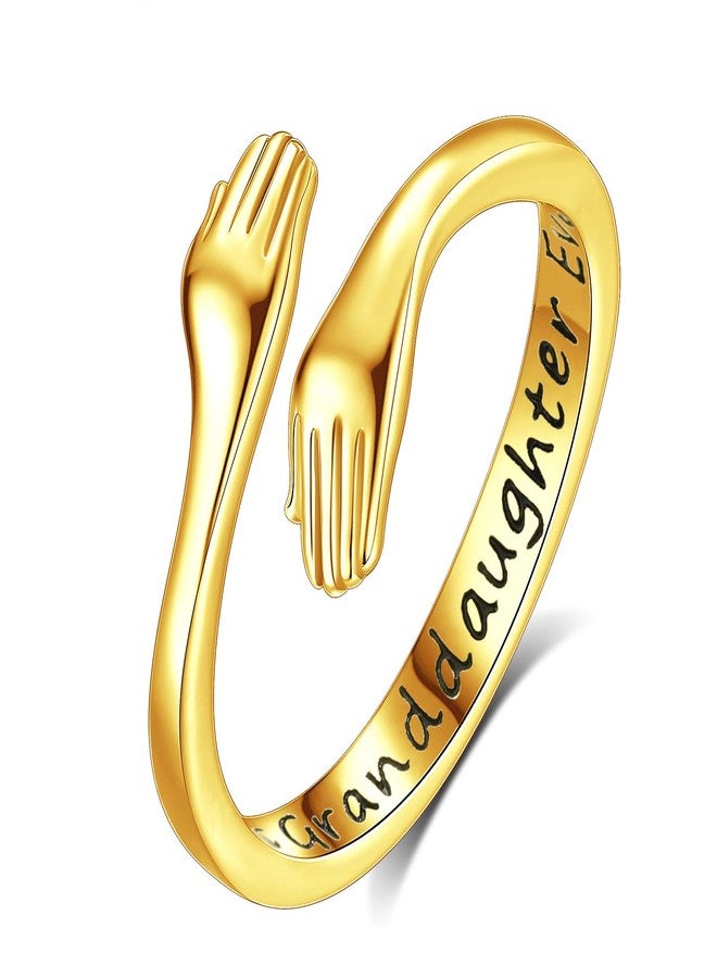 INFUSEU Hug Ring for Granddaughter Gifts from Grandma Gold Jewelry Happy Birthday Great Hope Ring Best Granddaughter Ever - Image 1