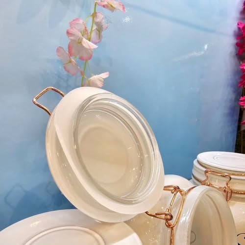 Bellemax White Glass Food Storage Airtight tea coffee sugar containers for Kitchen Storage Container with Clip Lid For Tea Coffee & Sugar, Dry Fruit jars, Storage Box, Set of 3 (BR-01) - Image 4