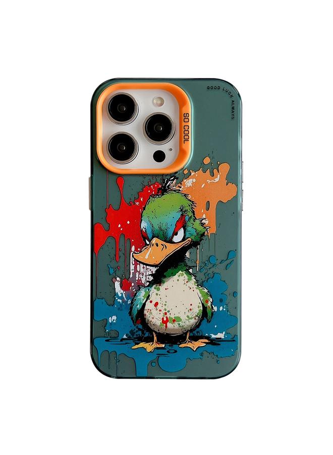 اس-توب جراب لهاتف iPhone 14 Pro بنمط حيواني من سلسلة لوحات زيتية من البولي كربونات + جراب هاتف من مادة TPU - Image 1