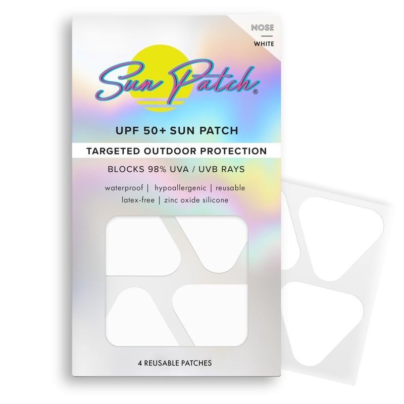 Sun Patch Sun Patch, Reusable Sun Screen Silicone Patches for UV Protection & Face Sunscreen, Sun Face Patches For Sun Exposure, (1 Pack/4 Nose Shapes) (White) (Golf, Surf, Swim, Ski & Snow, Outdoors)  - Image 1