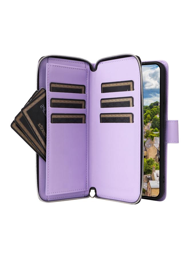 اس-توب جراب لهاتف Samsung Galaxy S22 5G مع تسع فتحات للبطاقات وحقيبة محفظة بسحاب وحافظة هاتف جلدية - Image 5