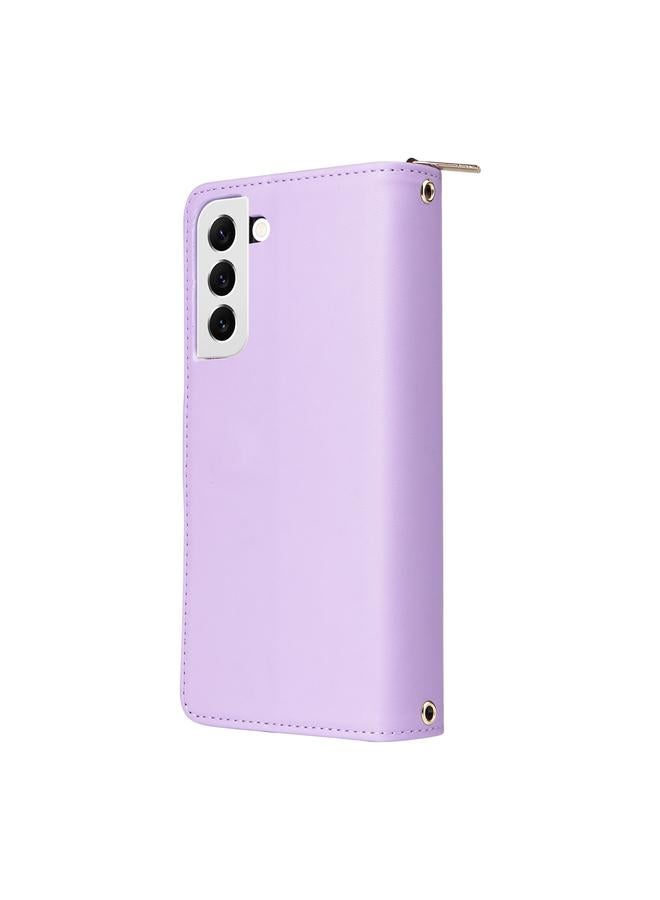 اس-توب جراب لهاتف Samsung Galaxy S22 5G مع تسع فتحات للبطاقات وحقيبة محفظة بسحاب وحافظة هاتف جلدية - Image 3