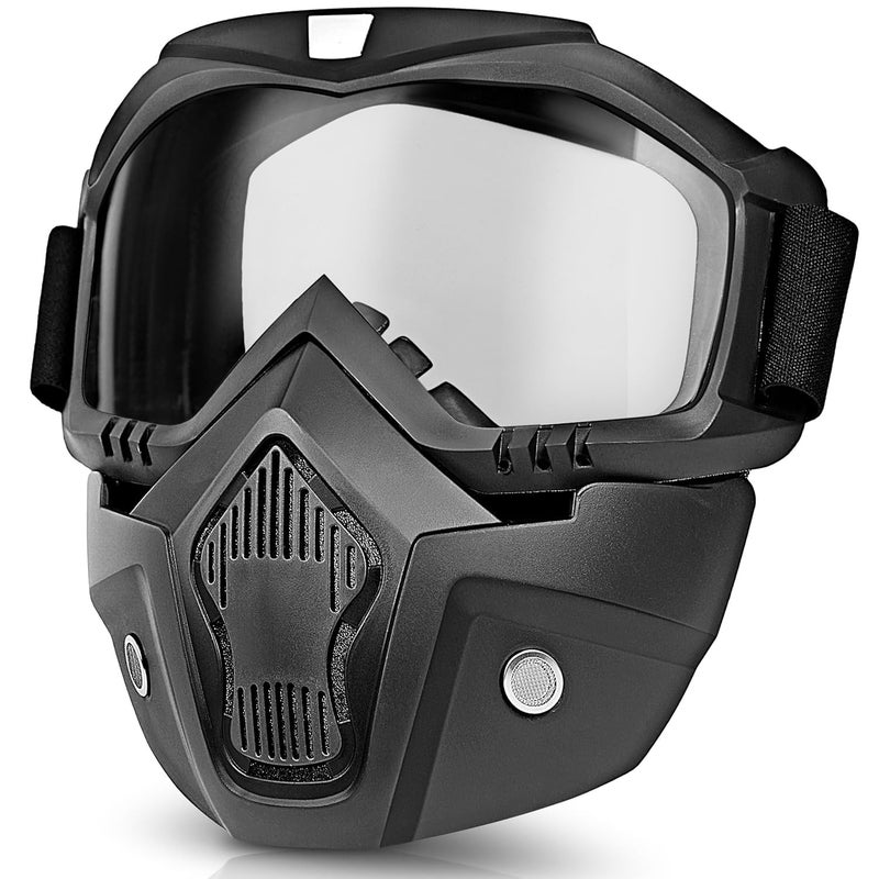 Sixfire Goggle Mask Anti Scratch UV Protective Open Face & Eyewear Windproof Dirt Shield Adjustable Strap Soft Foam Padded Detachable for Cycling Bike Off Road Racing Riding Unisex (Transparent) - Image 1