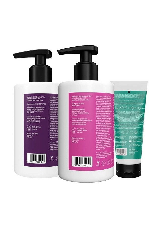 ARATA - Advanced Curl Care Curly Hair Combo ; With Shampoo (300 Ml) Rinseout Conditioner (300 Ml) & Leavein Conditioner (100 Ml) ; Hibiscus Extract Coconut Water & Shea Butter ; Conditions Curls - Image 1