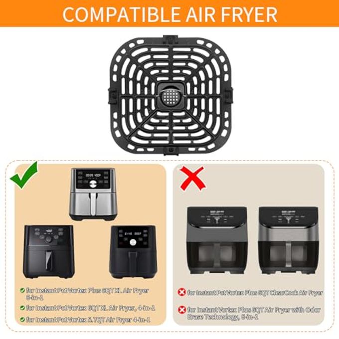 GXF Air Fryer Grill Pan for Instant Pot Vortex Plus 6 in 1 5.7QT 6 QT Gourmia GAF735 6 QT Air Fryer, Accessories Replacement Tray Rack Parts Grill Plate Crisper Plate, Dishwasher Safe - Image 2