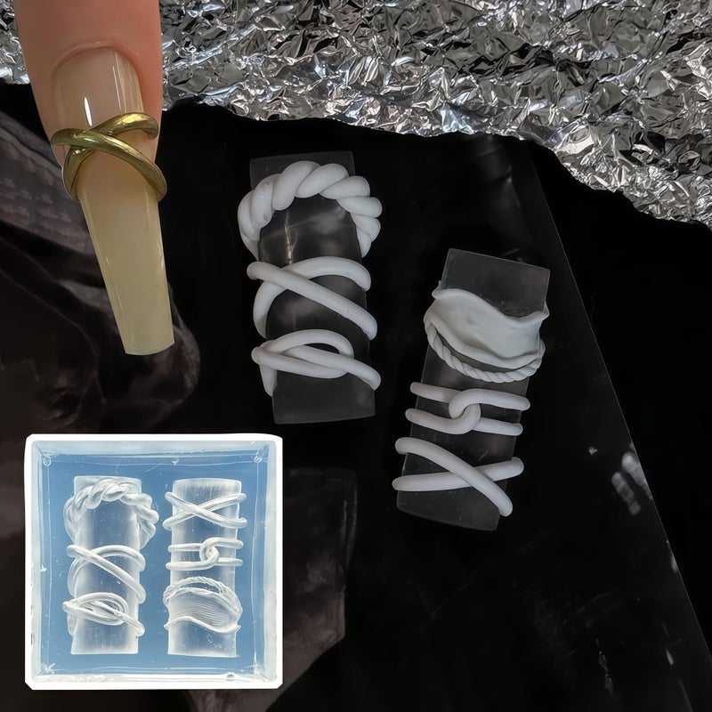 BHCCXZ 5pcs 3D Chain Rope Gel Nail Art Mold Arts Resin Beaded Molds for Accessories Supplies Belt Silicone Tools Nails - Image 4