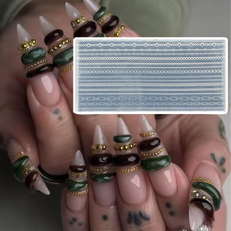 BHCCXZ 5pcs 3D Chain Rope Gel Nail Art Mold Arts Resin Beaded Molds for Accessories Supplies Belt Silicone Tools Nails - Image 2