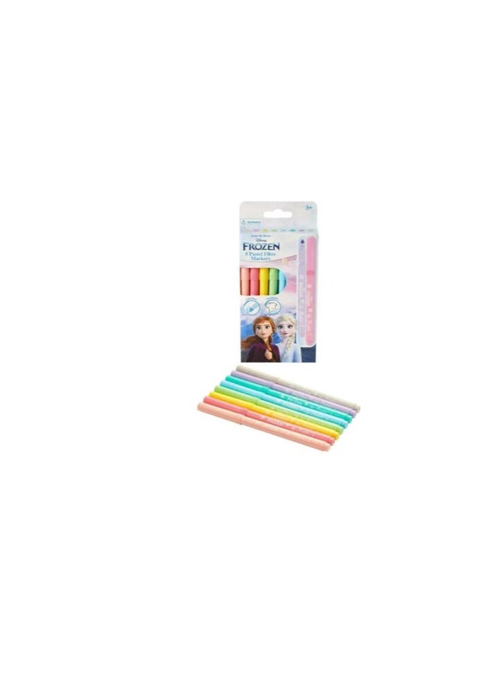 Frozen Elsa Frozen 8 Pastel Colour Fibre Markers Multi - Image 1