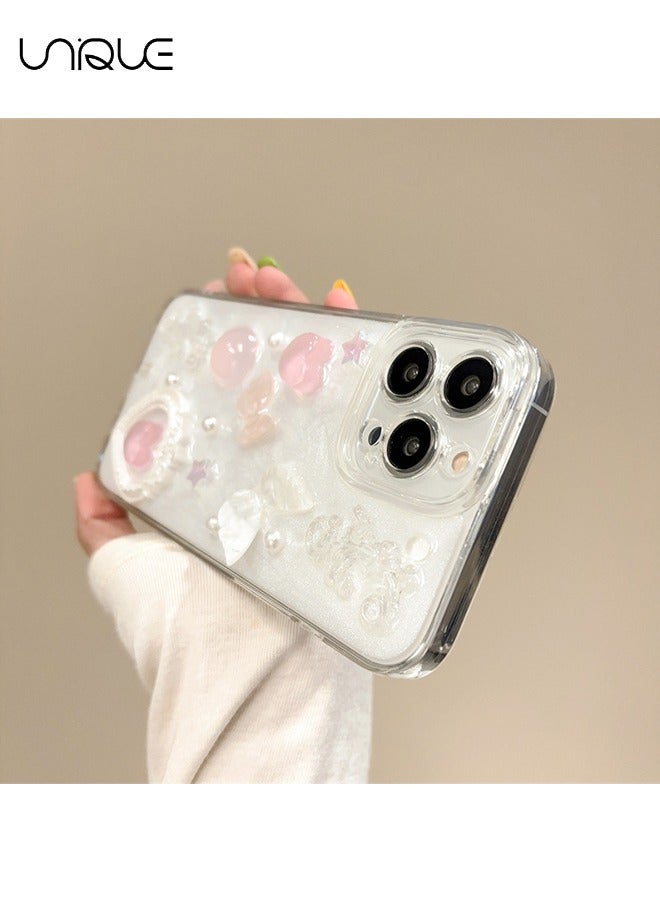 Unique For iPhone 16 Pro Max Case - 3D Butterfly Rose Flower Shiny Girl Phone Case - Clear Phone Case - TPU Drop Protection - Image 2