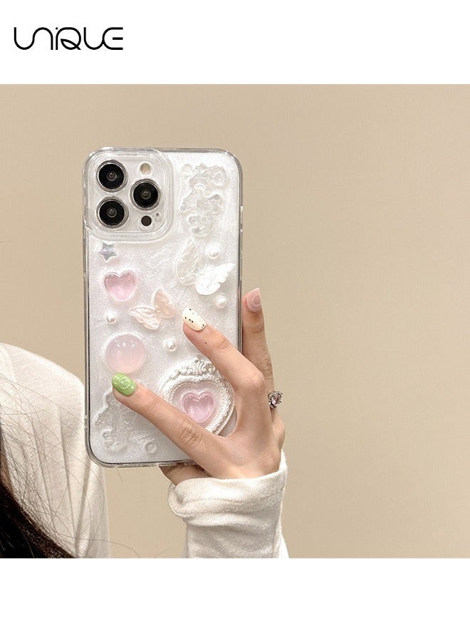 Unique For iPhone 16 Pro Max Case - 3D Butterfly Rose Flower Shiny Girl Phone Case - Clear Phone Case - TPU Drop Protection - Image 4