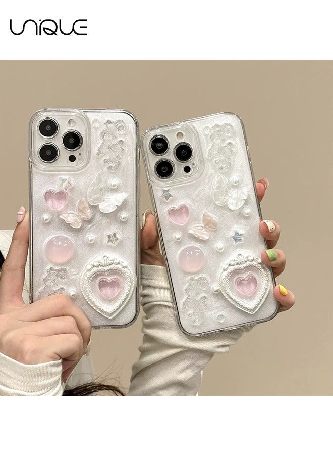 Unique For iPhone 16 Pro Max Case - 3D Butterfly Rose Flower Shiny Girl Phone Case - Clear Phone Case - TPU Drop Protection - Image 5