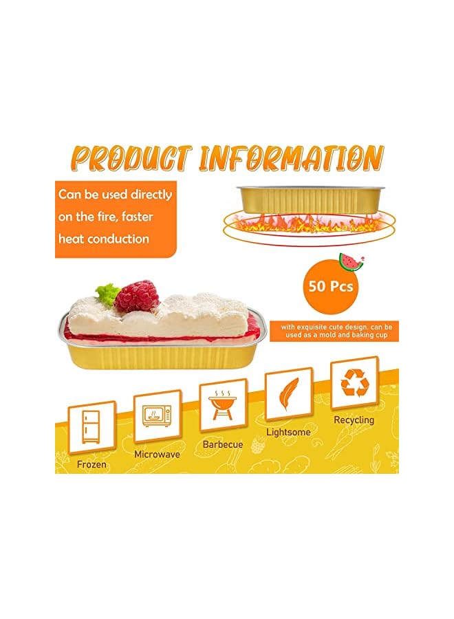 EVCRIERH Pcs Aluminum Foil Loaf Pans,Bread Pans with Lids and Spoons,Disposable Baking Pans Loaf Baking Cups Ramekins Dessert Bakeware Pans Containers for Cheese Cake Creme (Rectangle) - Image 3