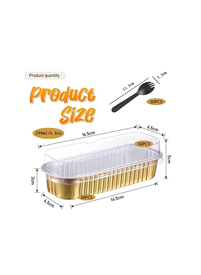 EVCRIERH Pcs Aluminum Foil Loaf Pans,Bread Pans with Lids and Spoons,Disposable Baking Pans Loaf Baking Cups Ramekins Dessert Bakeware Pans Containers for Cheese Cake Creme (Rectangle) - Image 5