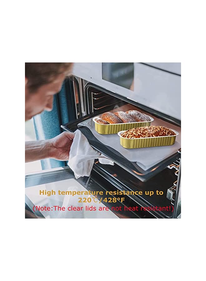 EVCRIERH Pcs Aluminum Foil Loaf Pans,Bread Pans with Lids and Spoons,Disposable Baking Pans Loaf Baking Cups Ramekins Dessert Bakeware Pans Containers for Cheese Cake Creme (Rectangle) - Image 4