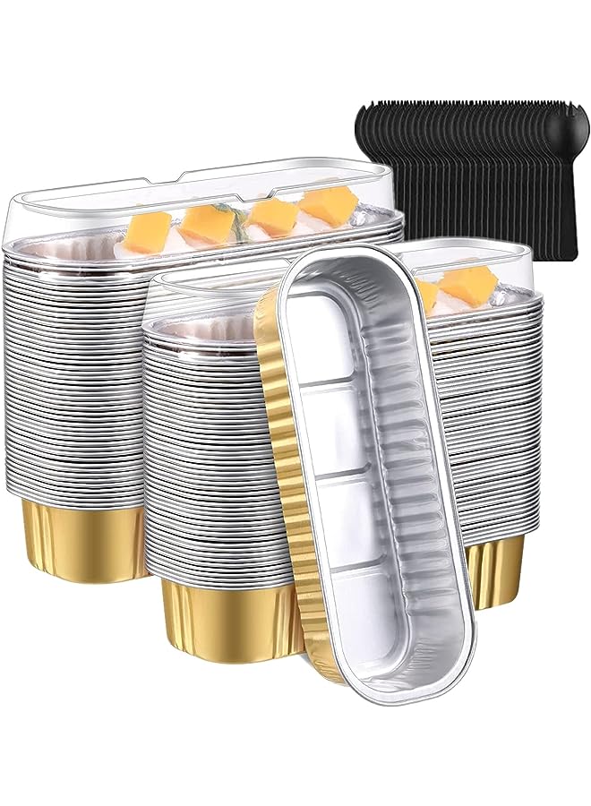 EVCRIERH Pcs Aluminum Foil Loaf Pans,Bread Pans with Lids and Spoons,Disposable Baking Pans Loaf Baking Cups Ramekins Dessert Bakeware Pans Containers for Cheese Cake Creme (Rectangle) - Image 1