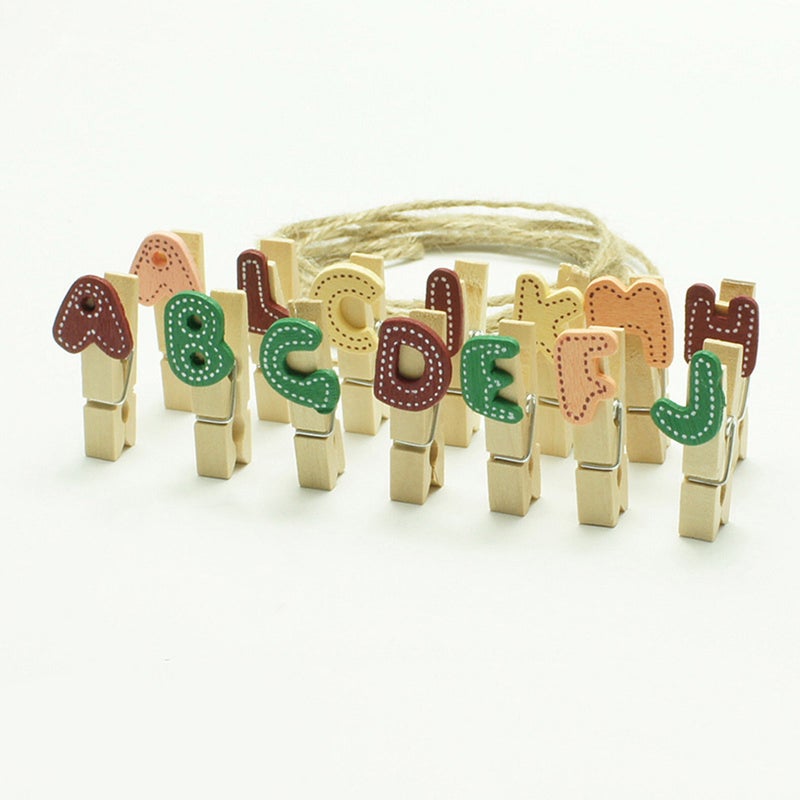140PCS Mini Letter Clothespin with Twine Alphabet Clips Photo Craft Clips Artwork Decoration - Image 4