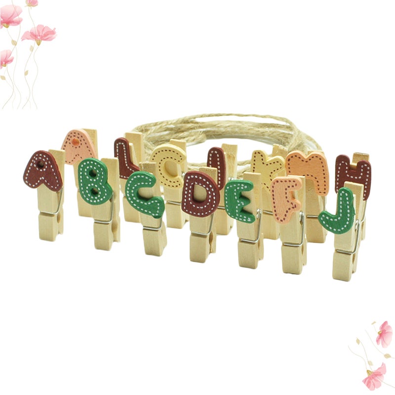 140PCS Mini Letter Clothespin with Twine Alphabet Clips Photo Craft Clips Artwork Decoration - Image 3