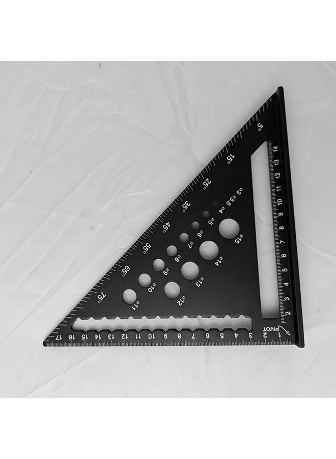 7 بوصة مسطرة مثلثية متريّة سوداء متعددة الاستخدامات لأعمال النجارة وأدوات القياس - Image 1