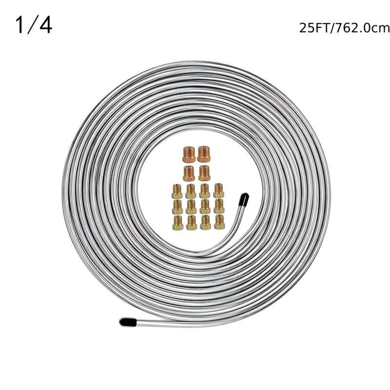 1 4 Inch 25ft Copper Coated Brake Pipe Kit With 28 Fittings And Flaring Tool - Image 5
