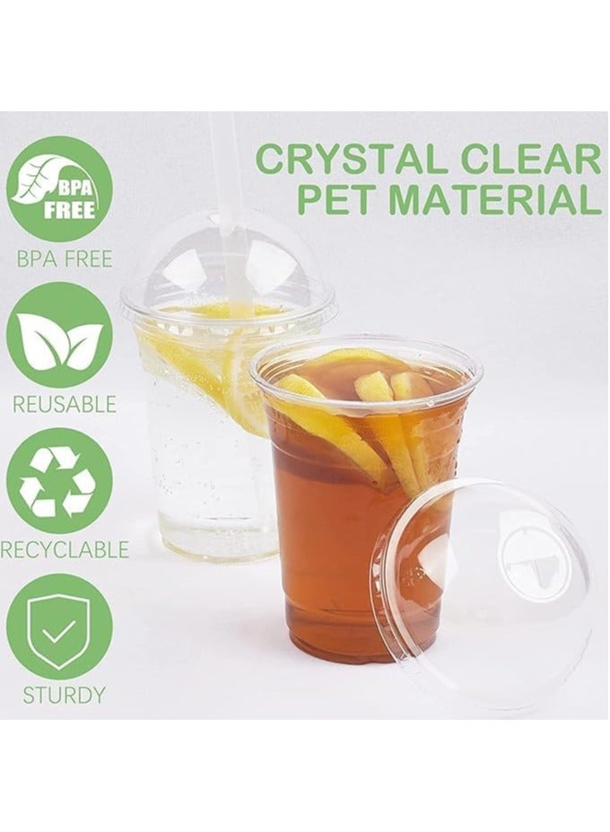 مارك أكواب بلاستيكية بأغطية مقببة - أكواب شفافة للاستعمال مرة واحدة للمشروبات الباردة والحلويات ومخفوق الحليب والقهوة المثلجة - مثالية لأكواب السلاش - كوب العصائر (500، 16 أونصة) - Image 5