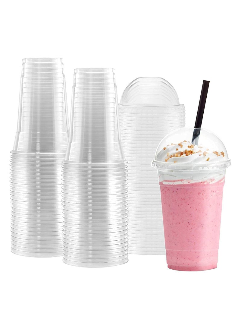مارك أكواب بلاستيكية بأغطية مقببة - أكواب شفافة للاستعمال مرة واحدة للمشروبات الباردة والحلويات ومخفوق الحليب والقهوة المثلجة - مثالية لأكواب السلاش - كوب العصائر (500، 16 أونصة) - Image 3