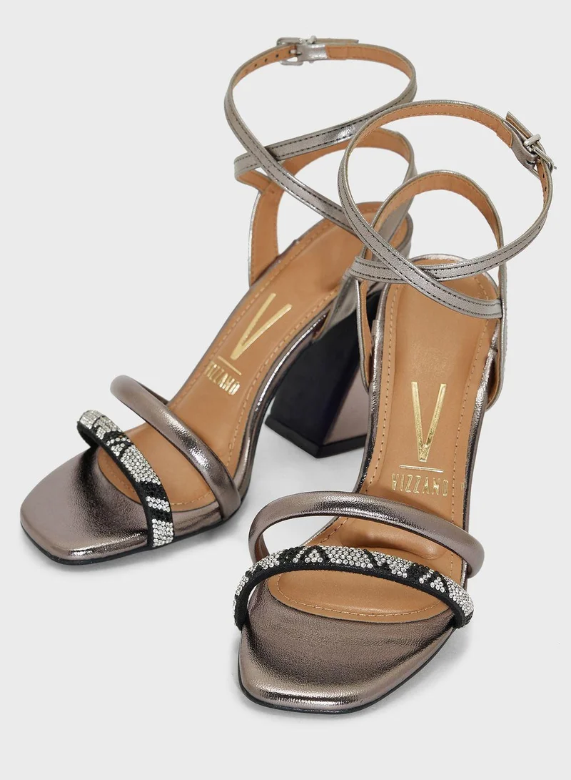 VIZZANO Block Heel Sandals for Women – Stylish Ladies Heels Sandals for Everyday Wear