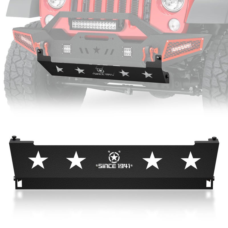 YZONA JK Front Skid Plate Steel Bumper Cover Compatible with Jeep Wrangler JK 20072018 2 Door 4 Door Lower Guard Plate OffRoad Engine Protection Bolton Not Suitable for Original Factory Bumper - Image 3