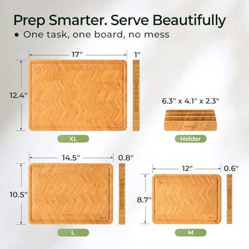 Keechee Bamboo Cutting Board, Reversible Wood Cutting Boards for Kitchen with Juice Grooves, Atelier Collection Handcrafted Large Serving Tray, Luxury Housewarming Wedding Gifts for New Home - Image 3