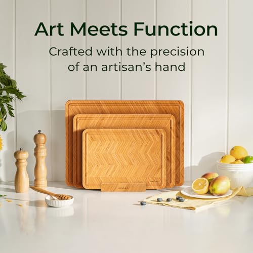 Keechee Bamboo Cutting Board, Reversible Wood Cutting Boards for Kitchen with Juice Grooves, Atelier Collection Handcrafted Large Serving Tray, Luxury Housewarming Wedding Gifts for New Home - Image 4