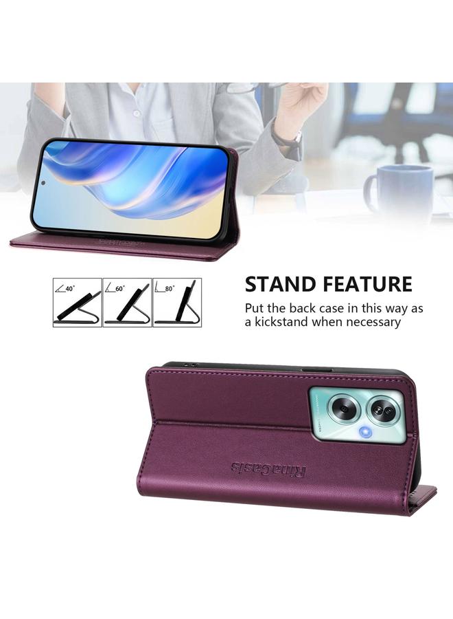 S-TOP Case For OPPO A79 5G Global RC01 Dual-Folded Magnetic Suction RFID Leather Phone Case - Image 4