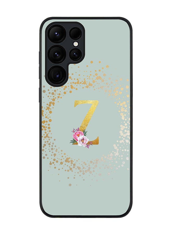 Stylizedd For Samsung Galaxy S25 Ultra 5G Case,Slim fit Camera Protection, Shockproof Thin Phone cover  - Custom Monogram Floral - Z  (Light Grey )