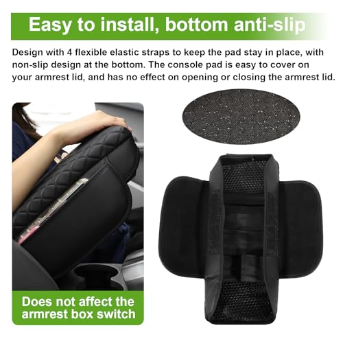 SDPVorn Console Cover for Hyundai Sonata 2015-2019 Armrest Cover Leather Arm Rest Pad Black Middle Console Cover with Pockets for Sonata Accessories (for Sonata 2015-2019) - Image 5